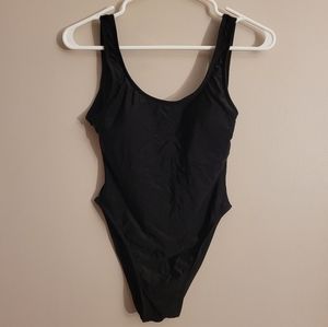 Black Backless One Piece Swimsuit